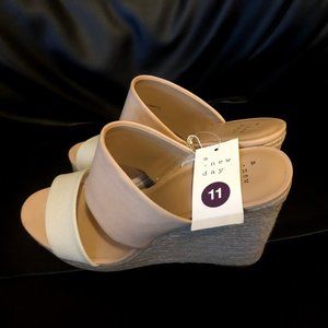 A New Day Women's Adelina Tan Nude Wedges Sz11 NWT